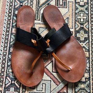 Joie a la plage Black and Tan leather sandal slides size 8